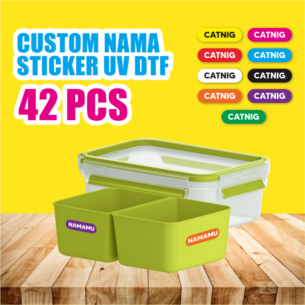 

CETAK STIKER NAMA ANTI AIR 42 PCS CUSTOM STICKER UV DTF STIKER GELAS PIRING SENDOK
