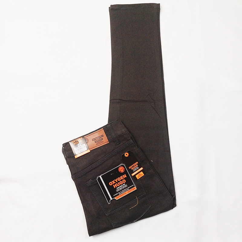 Celana Panjang Skinny Jeans Pria Slim Fit Bahan Stretch Denim Warna Dark Grey - Original Oxygen Hugo