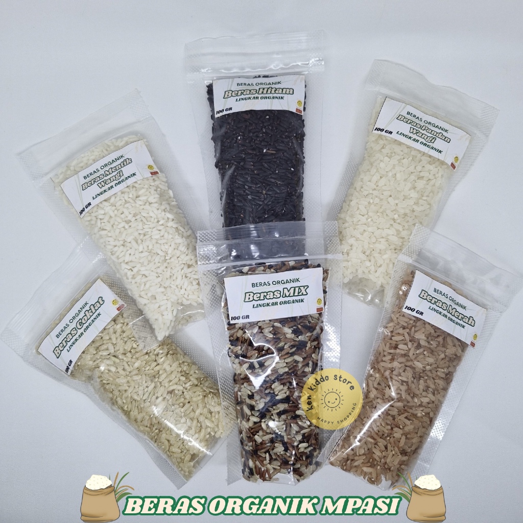 

BERAS REPACK MPASI | BERAS ORGANIK LINGKAR OGANIK | BERAS MERAH BERAS MENTIK SUSU BERAS MIX 100 GR