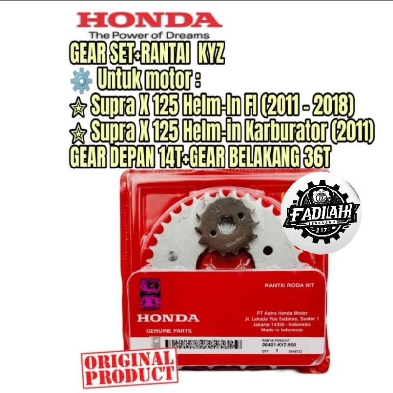 GEAR SET ASSY HONDA KYZ SUPRA X 125 HELM IN F1 GEAR SET+RANTAI KYZ