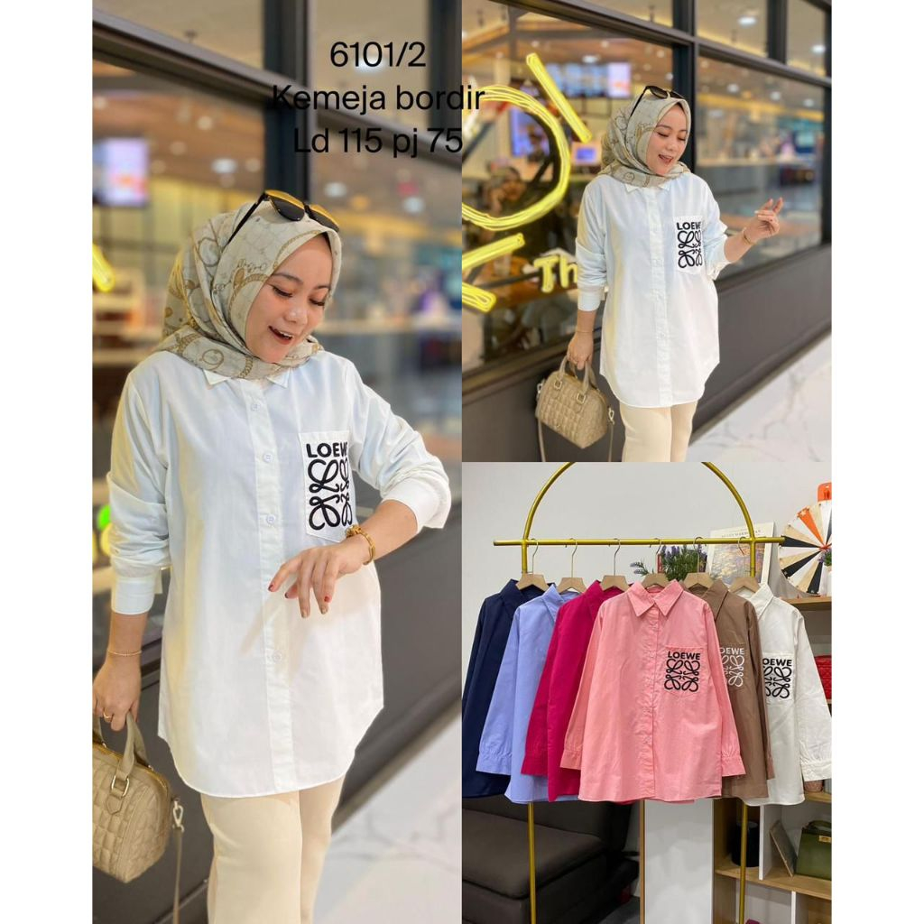 [LaVaylin] LV038 Baju Kemeja Atasan Wanita Kantor Kerja Bordir Premium Fashion Modern Terbaru
