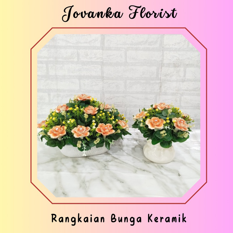 Rangkaian Bunga Keramik untuk meja tamu