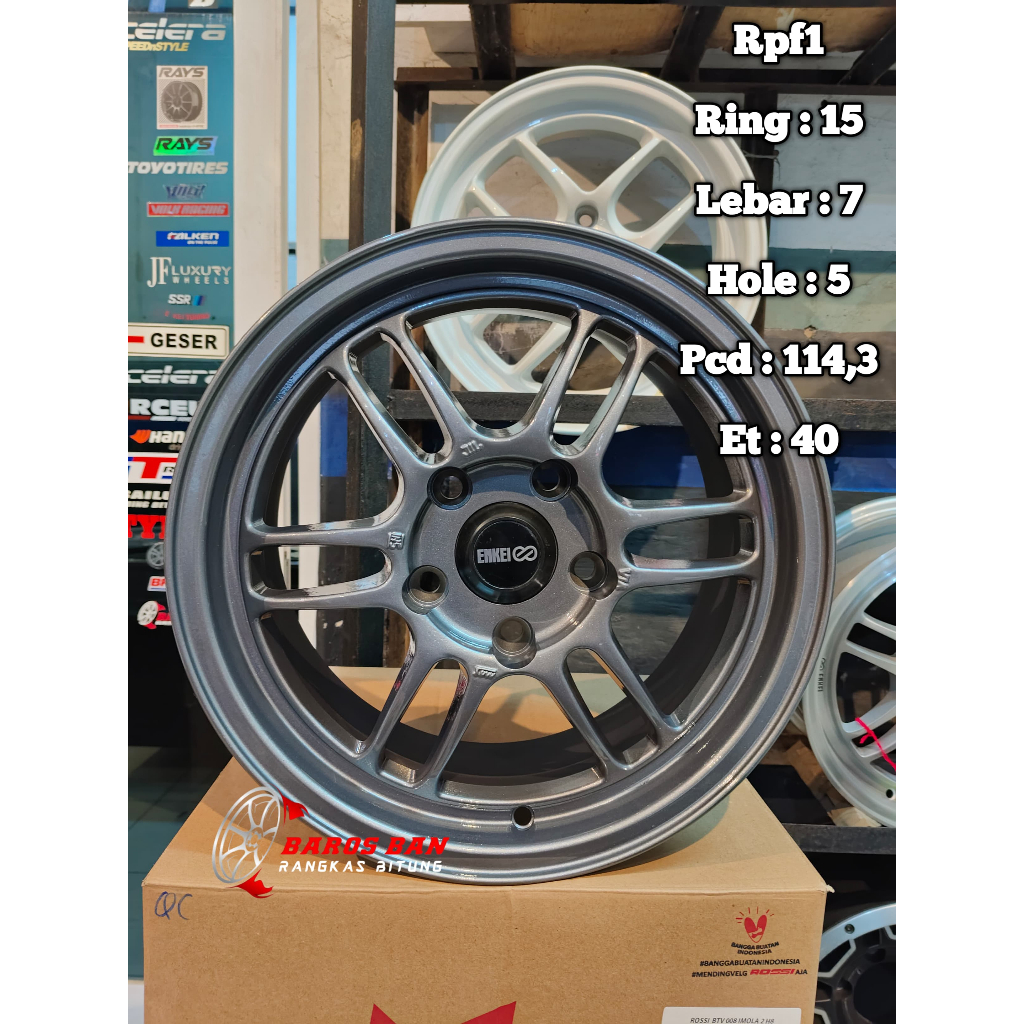 Enkei rpf1 ring 15 lebar 7 putih velg mobil lubang 5 ertiga wuling innova pcd 5x114,3