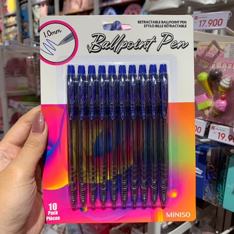 

Miniso Retractable Ballpoint Pen (10 Pack,Blue)