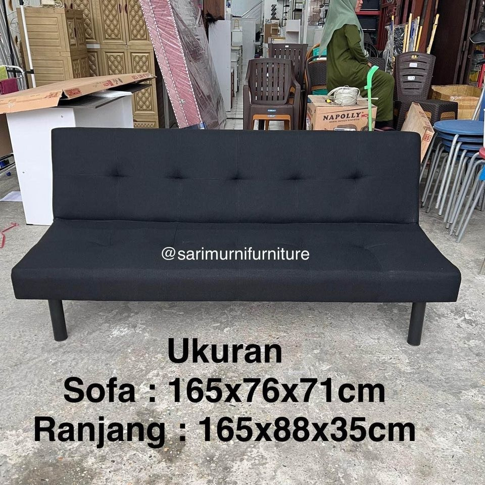 Sofa Bed Minimalis Murah Berkwalitas Bahan Kulit Oscar Kaki Besi 165x76x71cm