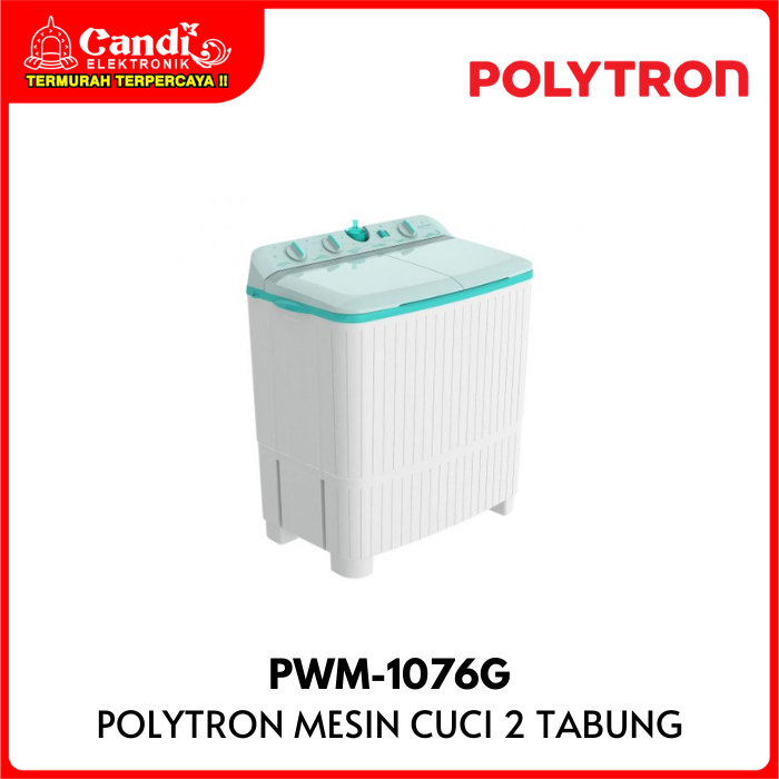POLYTRON Mesin Cuci 2 Tabung Kapasitas  10 Kg Primadona Series PWM-1076G