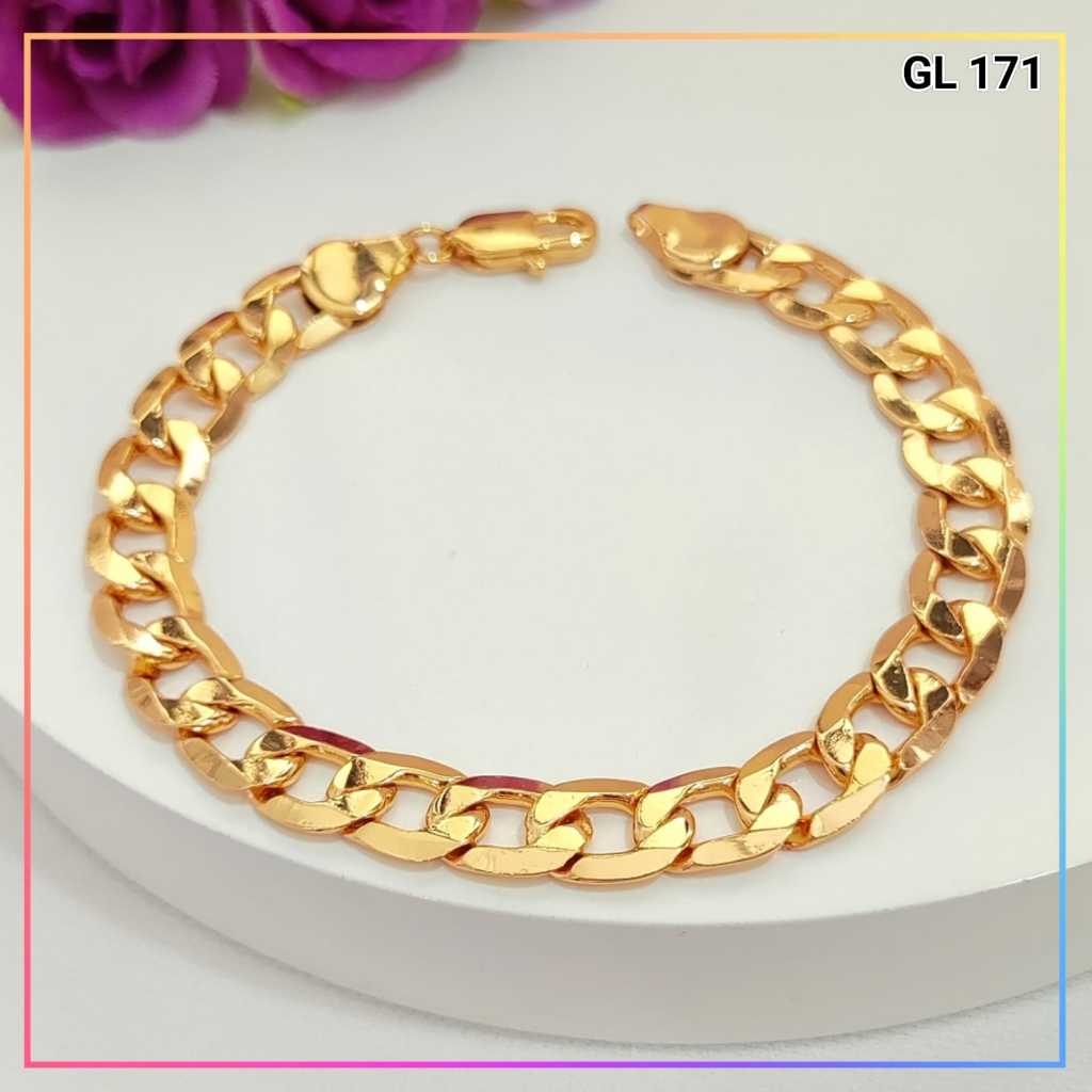 Cute Jewelry Gelang Dewasa Polos Rantai Tebal Gelang Wanita Perhiasan Wanita Emas Imitasi GL 171