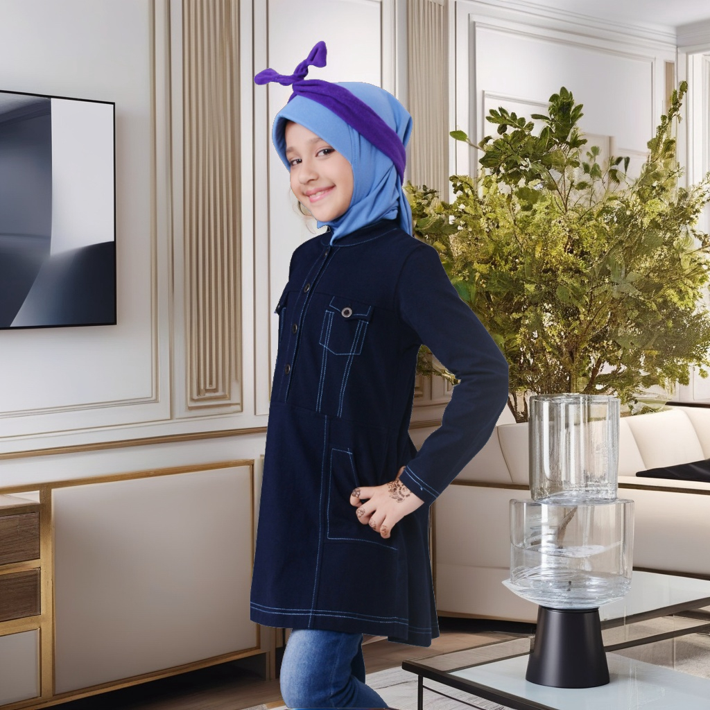 BAJU ATASAN BLUS ANAK CEWEK MUTIF LMG 167 NAVY / MUTIF FAMILY SERIES 19