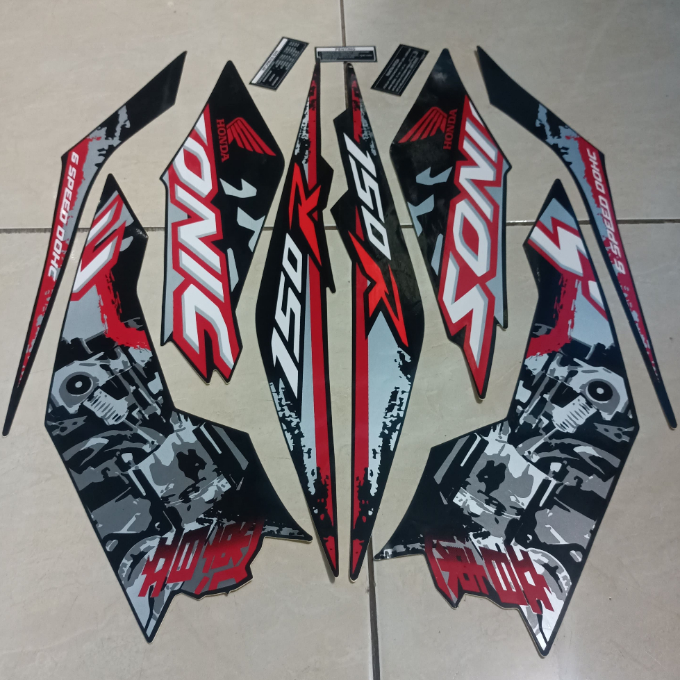 stiker striping honda sonic 150 r 2019 2020 hitam lis body standar berkualitas original