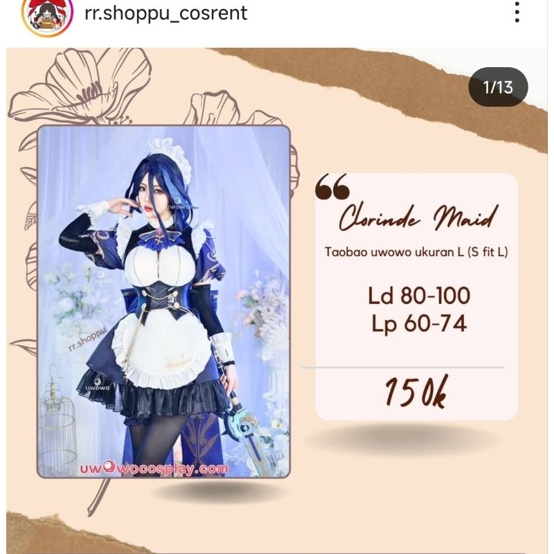 Rental kostum Clorinde Maid S fit L