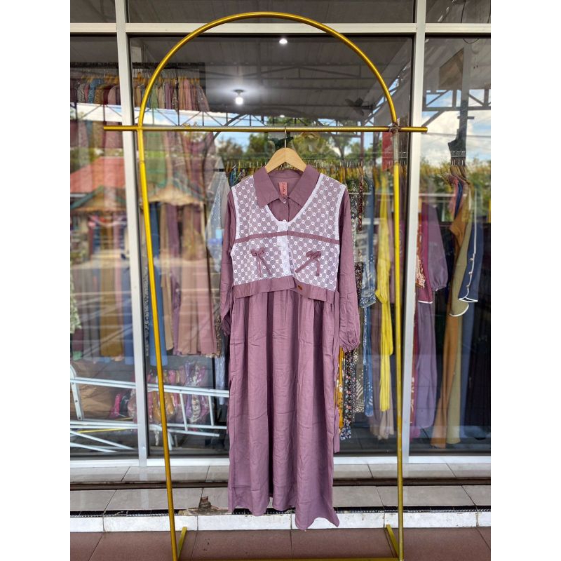 MIDI DRESS POLO LINEN ROMPI BROKAT BUSUI FRIENDLY