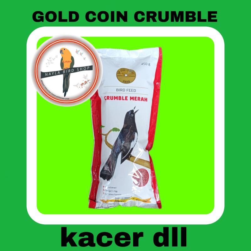 GOKD COIN CRUMBLE VOER MERAH PAKAN BURUNG KACER CENDET MURAI KUTILANG KAPAS TEMBAK ANIS MERAH