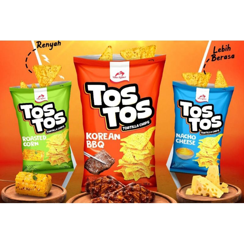 

DUA KELINCI TOS TOS TORTILLA CHIPS KOREAN BBQ NACHO CHEESE ROASTED CORN 140gr