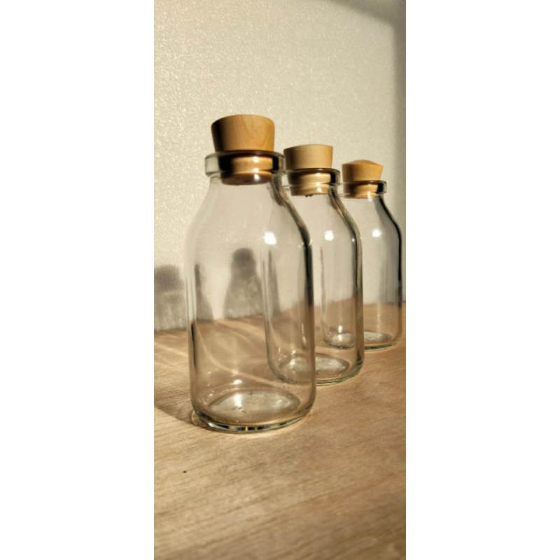 Botol kaca bumbu dapur /botol kaca tutup kayu aesthetic /botol vas bunga kering /botol asi tutup kay