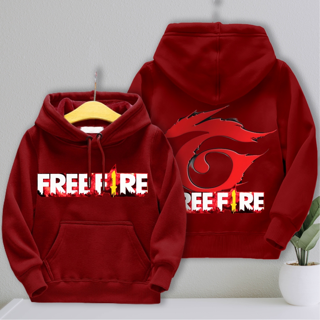 Jaket Sweater Hudi FREEFIRE Garena Anak Laki laki Perempuan Usia 2 3 4 5 6 7 8 9 10 11 12 13 Tahun S