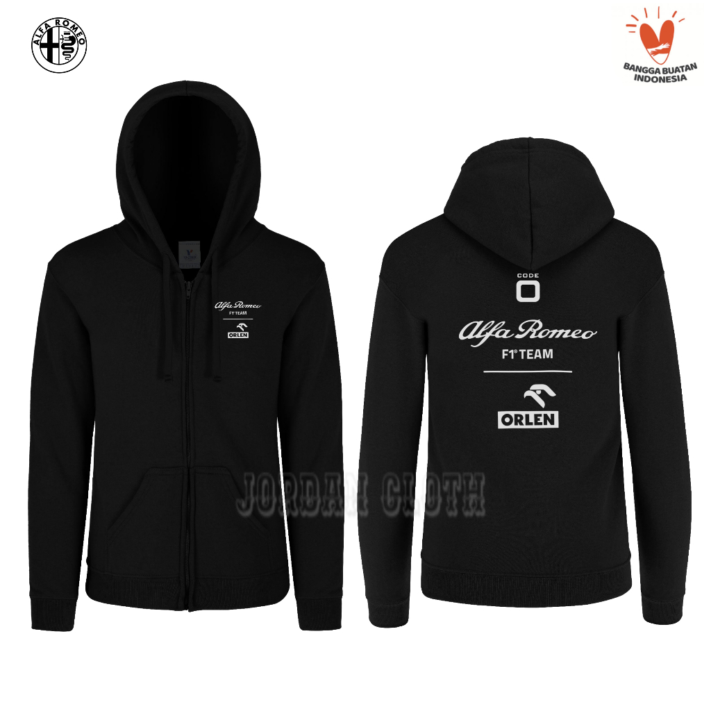 Hoodie Zipper Sweater Jaket Balap Alfa Romeo Formula One F1 Team