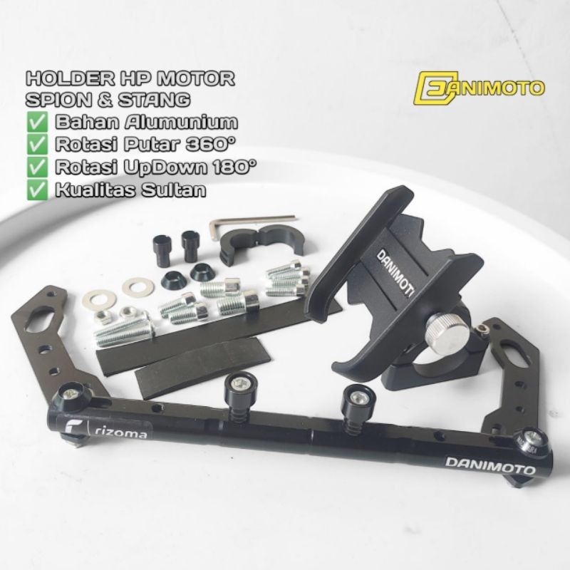 Holder HP Danimoto C7 Plus Breket Spion Motor Besi Beat Vario Nmax Xmax Aerox Lexi Scoopy Genio Mio