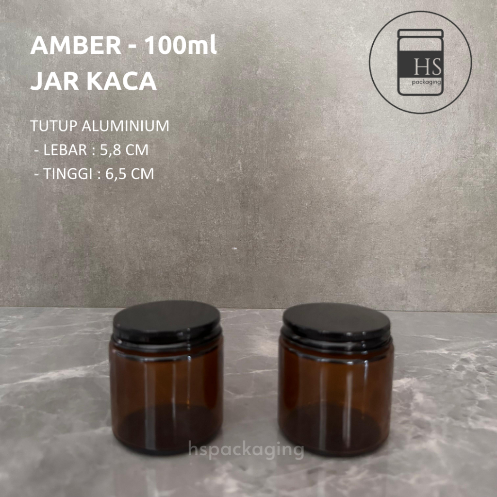 AMBER JAR 100ML / AMBER JAR KACA 100ML / AMBER GLASS JAR 100ML