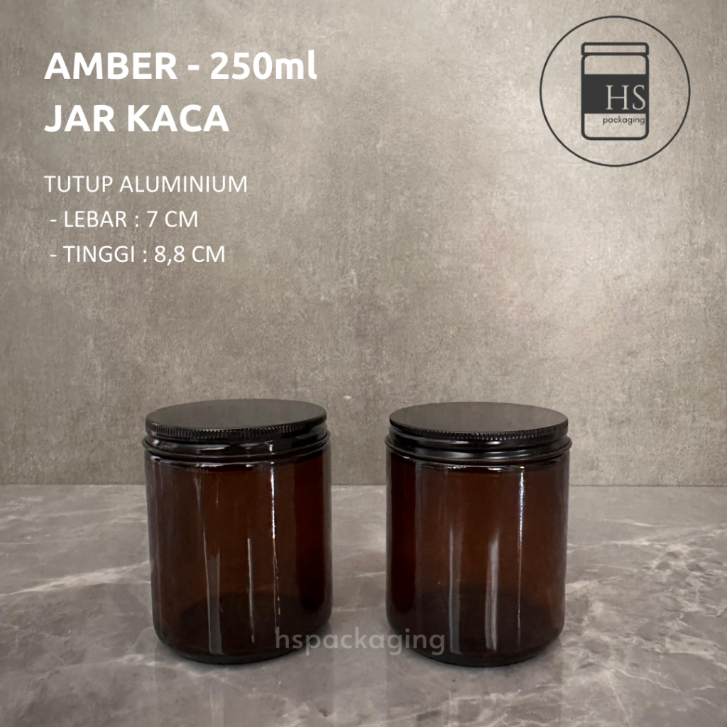 AMBER JAR 250ML / AMBER JAR KACA 250ML / AMBER GLASS JAR 250ML