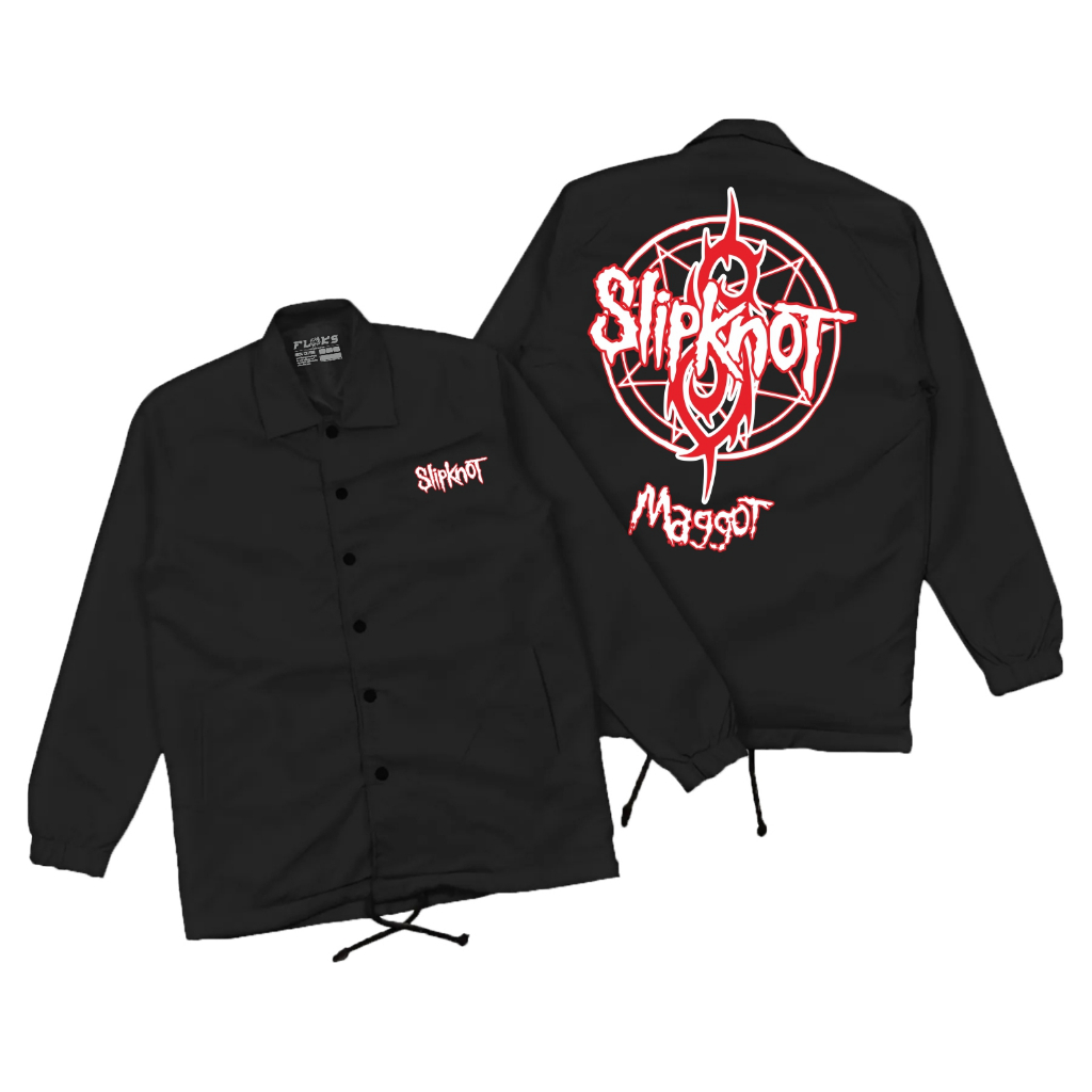 Flooks Coach Jacket Slipknot maggot warna Hitam Keren