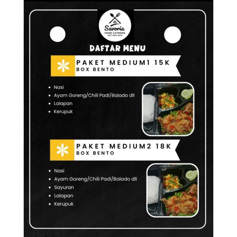 

Savoria Daftar Menu Paket Medium 15K Box Bento