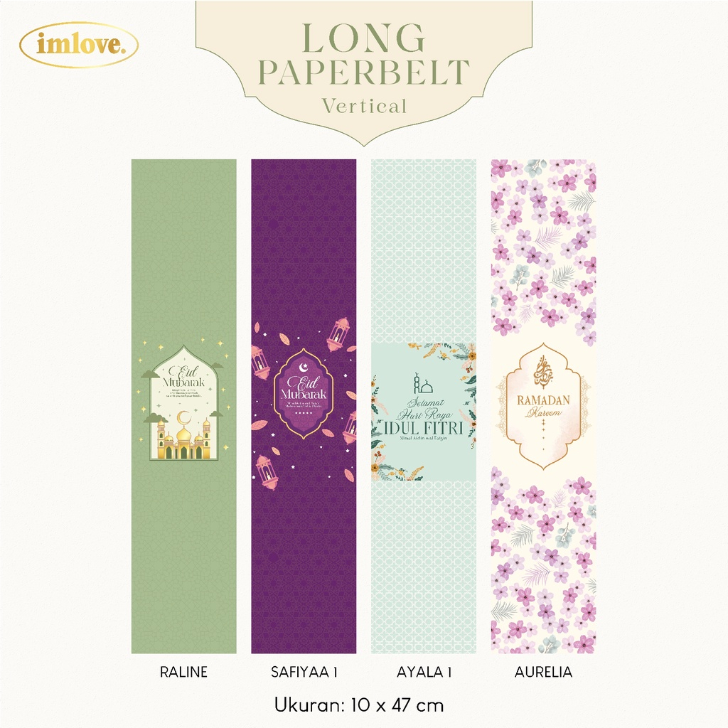

[10 PCS] Long Paper Belt Lebaran Paperbelt Idul Fitri Hiasan Sleeve Sabuk Hamper Parcel Ramadan