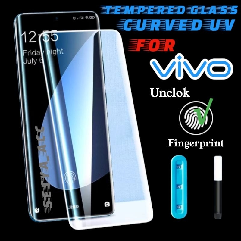 Tempered Glass Curved UV Nano Liquid Clear Bening Vivo X50 X60 X70 X80 Pro Plus 4g 5g Anti Gores Aks