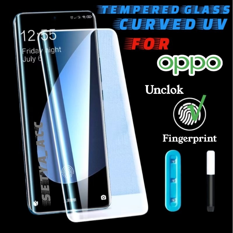 Tempered Glass Curved UV Nano Liquid Clear Bening Oppo Reno  4 Pro 8t 10 11 12 Pro Plus 5g Anti Gore