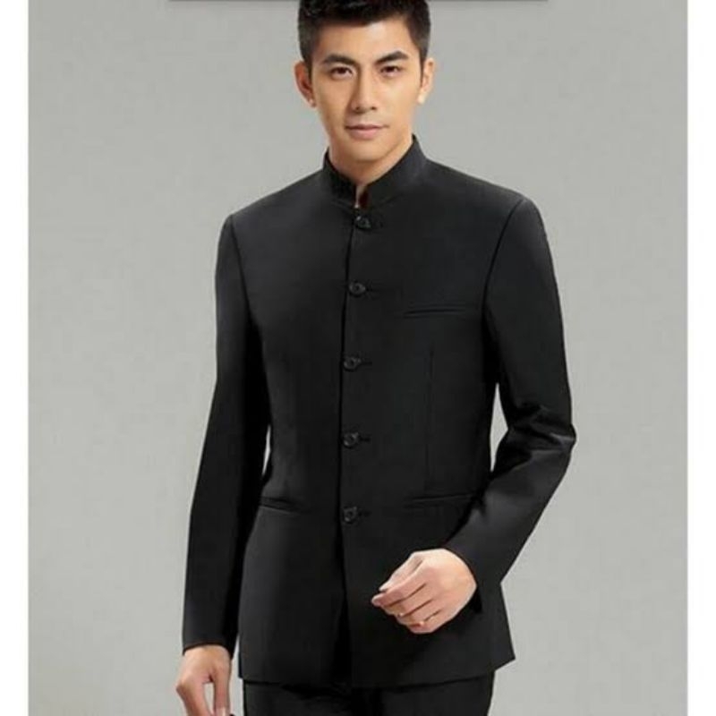 JASKO POLOS / JAS KOKO PRIA / JAS MANDARIN BIRU FORMAL HIGH KAIN