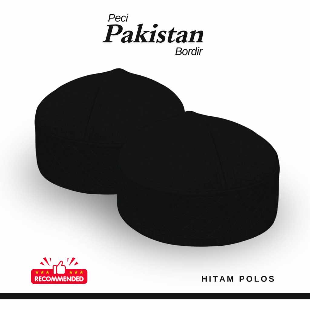 Peci pakistan hitam dan putih bordir bagus nyaman dipakai