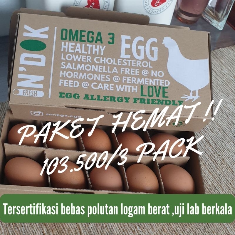 

telor omega 3 ( 1 paket isi 3 pack=30butir)