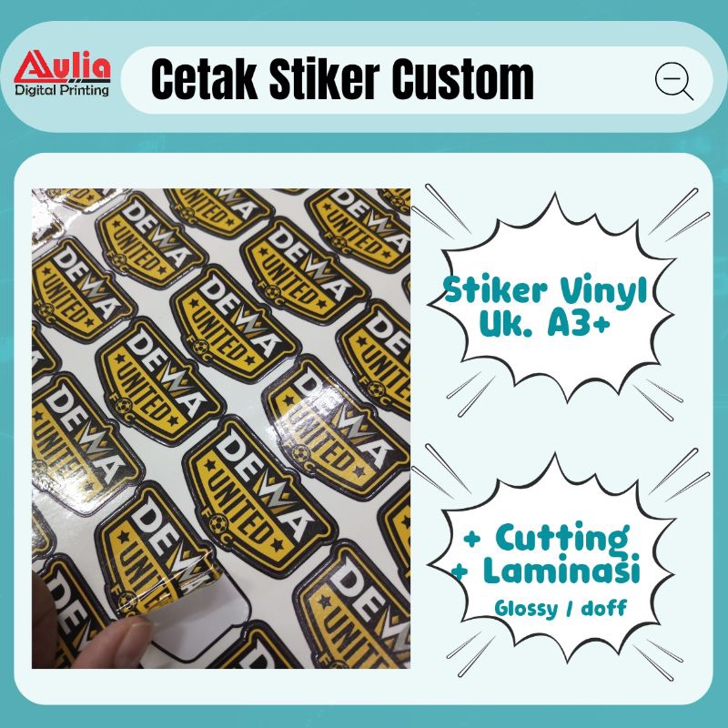

Stiker Vinyl A3+ Cutting & Laminasi Custom Murah
