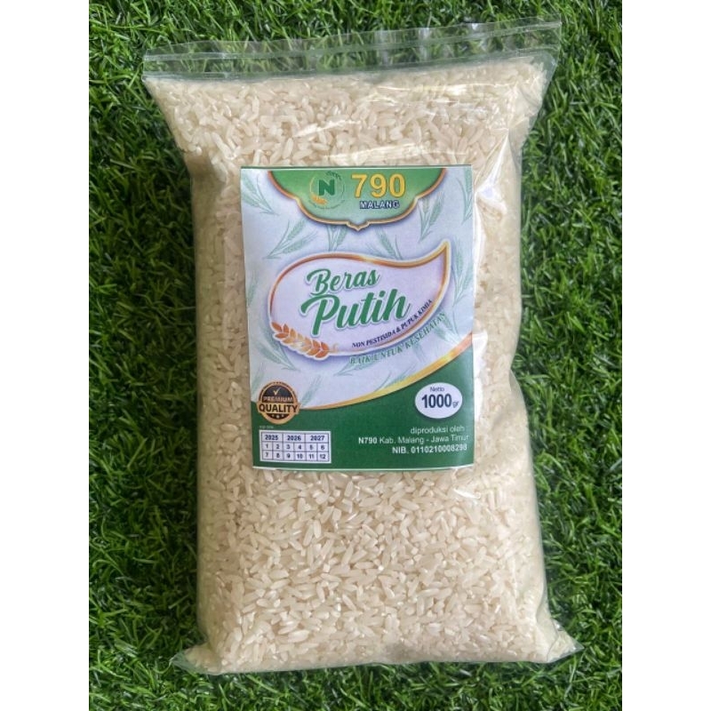 

Beras Putih N790 kemasan 1000 gram/1 kg | Beras Sehat | Beras Non Pestisida dan Pupuk Kimia | Nasi Sehat MPASI