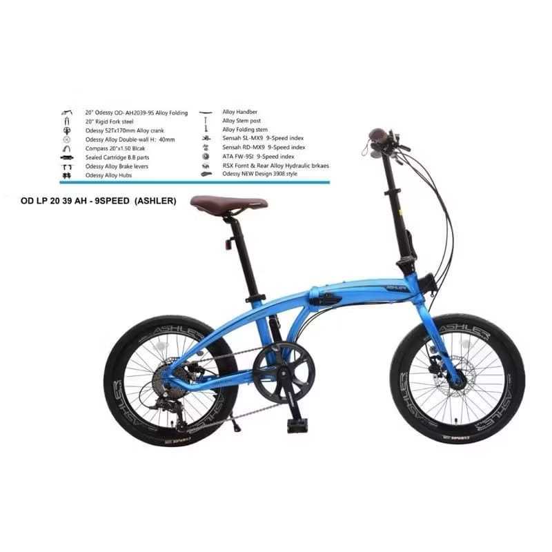 SEPEDA LIPAT FOLDING BIKE ODESSY ASHLER 20 INC 9 SPEED ALOY HIDROLIK