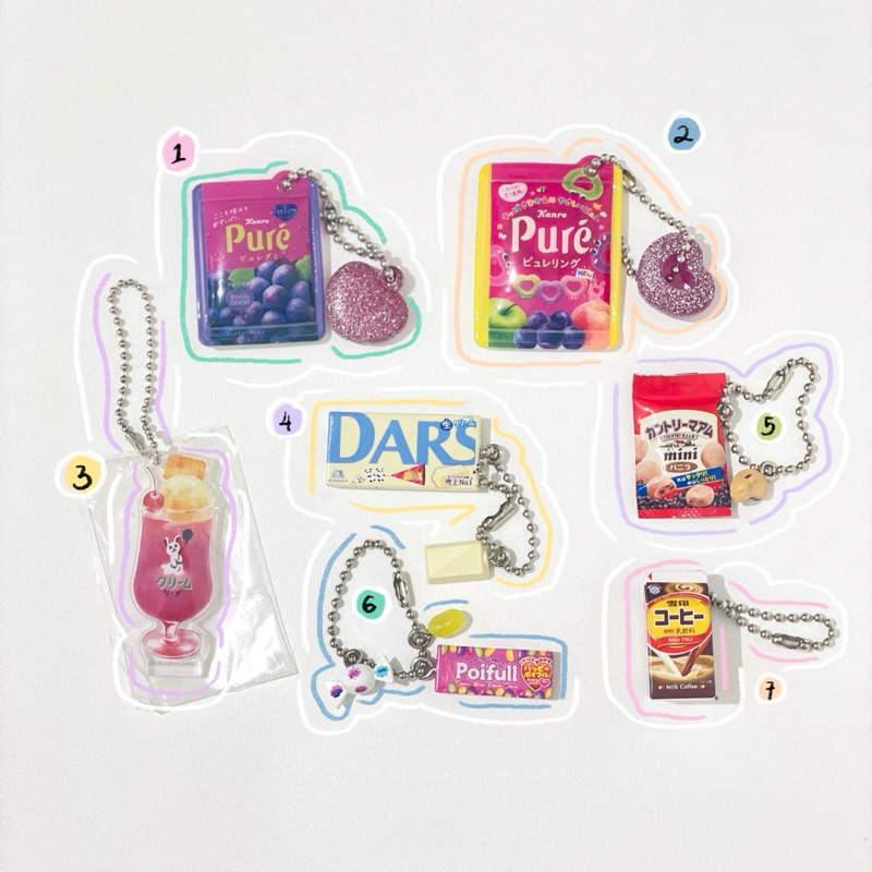 Ayakasakii Japanese Trinkets Gacha Keychain Sweets Dessert Candy Chocolate Jelly Bean Milk Acrylic B