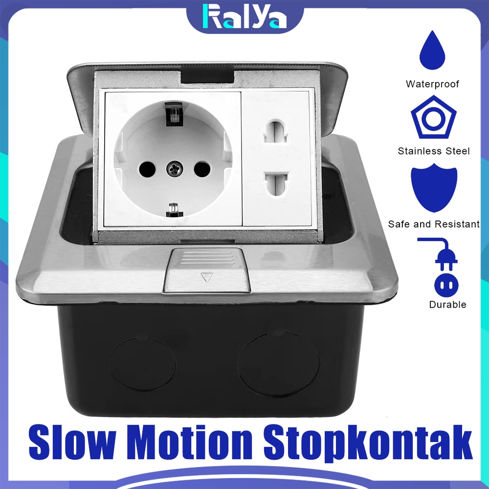 Stop Kontak Meja Pop up Stop Kontak Lantai Stop Kontak Tanam Meja Soket Flip Up Slow Motion