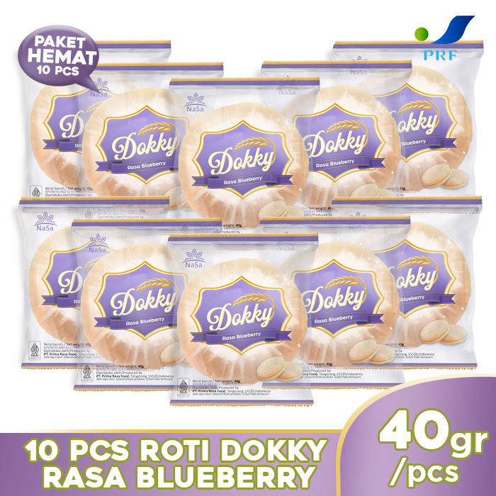 

Prima Rasa Food Roti Dokky - Paket 10 pcs - Rasa Blueberry - Roti Panggang Viral - Roti Enak Halal
