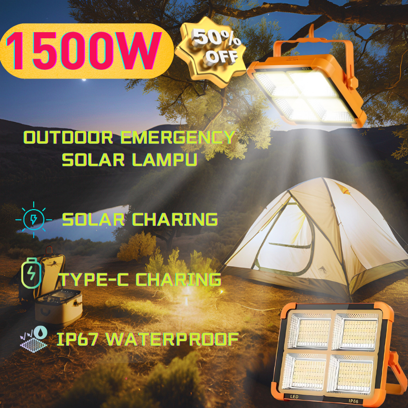 【BELI 1 GRATIS 1】Lampu emergency tahan 24 jam Professional Solar Emergency Light Lampu emergency sur