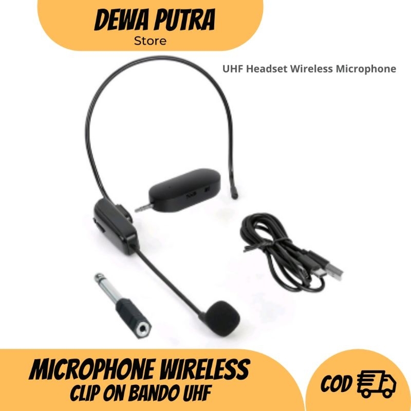 Mic Wireless model Bando untuk Moderator Instruktur Senam, Imam, Guru, Dosen, Meeting, Tour Guide