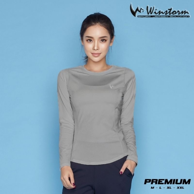 BESTPROMO Winstorm Lengan Panjang Baju Olahraga Wanita Premium Muslim Dewasa Kaos Badminton Cewe
