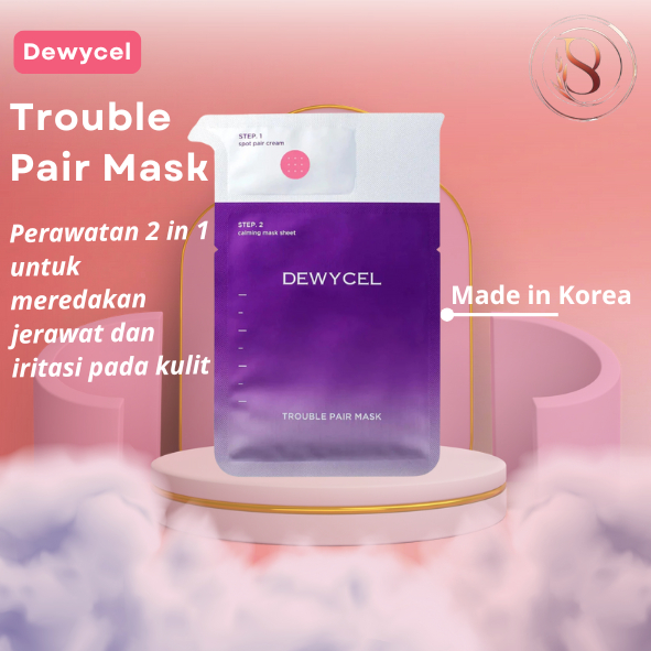 Dewycel Trouble Pair Sheet Mask Masker 2 in 1 Meredakan Jerawat Meredakan Iritasi Kulit Melembabkan 