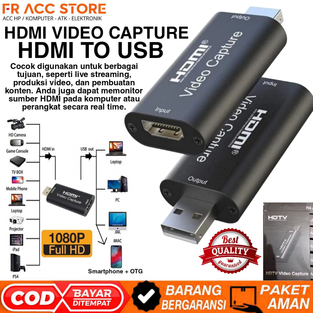 Hdmi Capture Card HDMI TO USB Dongle HDMI Video Capture CARD LIVE STREAMING Converter hdmi ke USB
