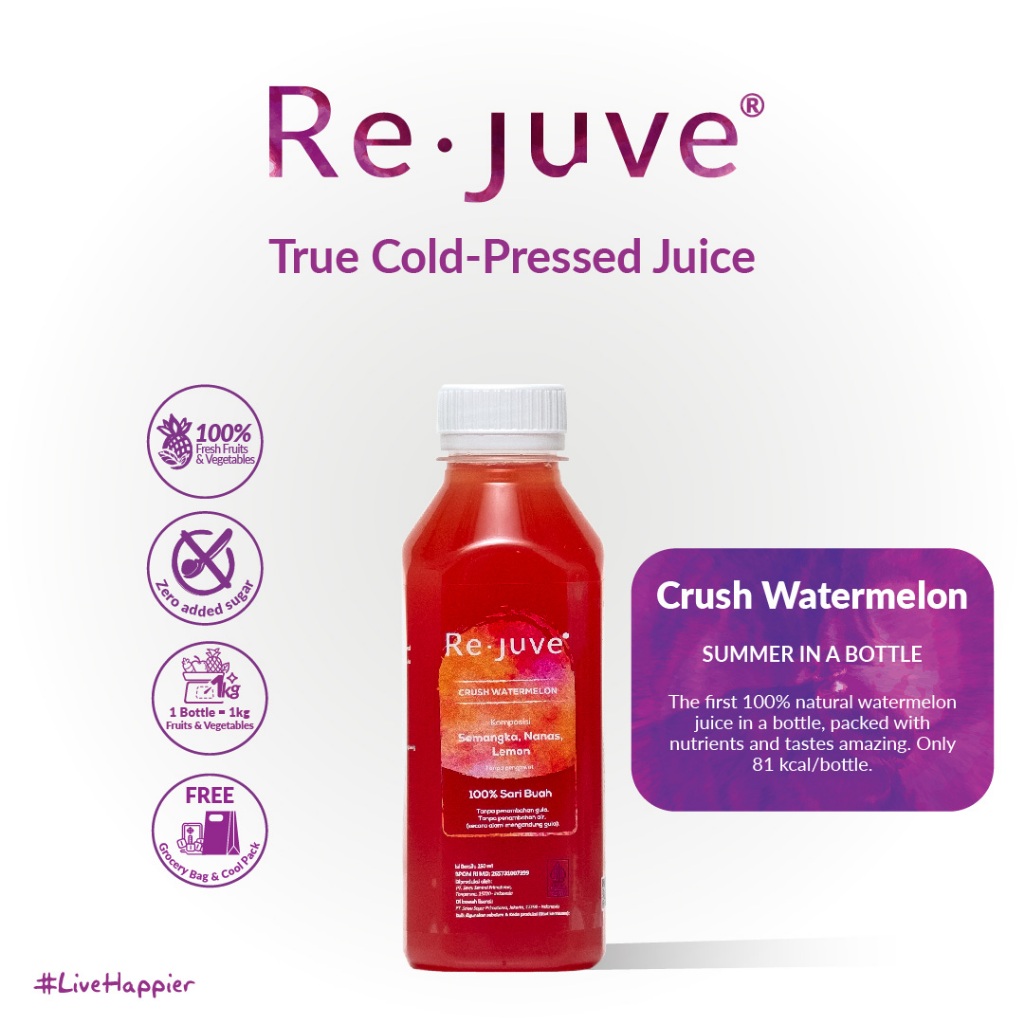 

Re.juve Bali - Crush Watermelon 250 ml (Cold-Pressed juice / jus)