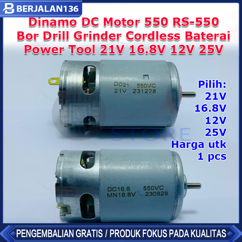 RS550 Motor Dinamo DC 12V 16,8V 21V  25V Motor RS-550 High speed Pengganti Bor Baterai Cordless Rs55
