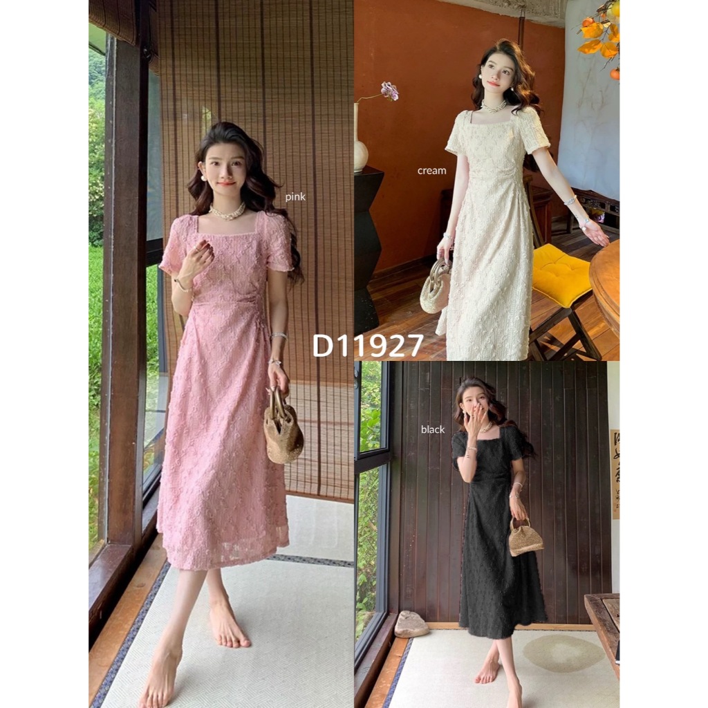 Ay00! [FG] Belle Drape Waist Textured Dress Brukat 3D D11927