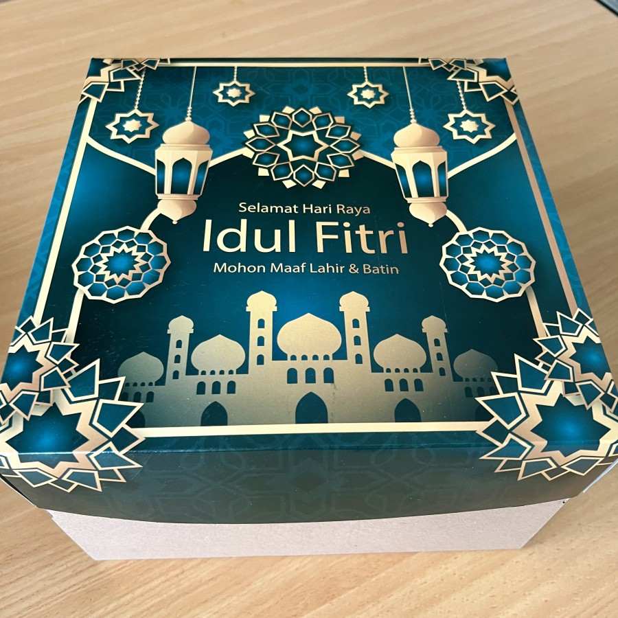 

10 dus kue edisi lebaran gold green ukuran 25 cm motif tema perayaan selamat hari raya idul fitri