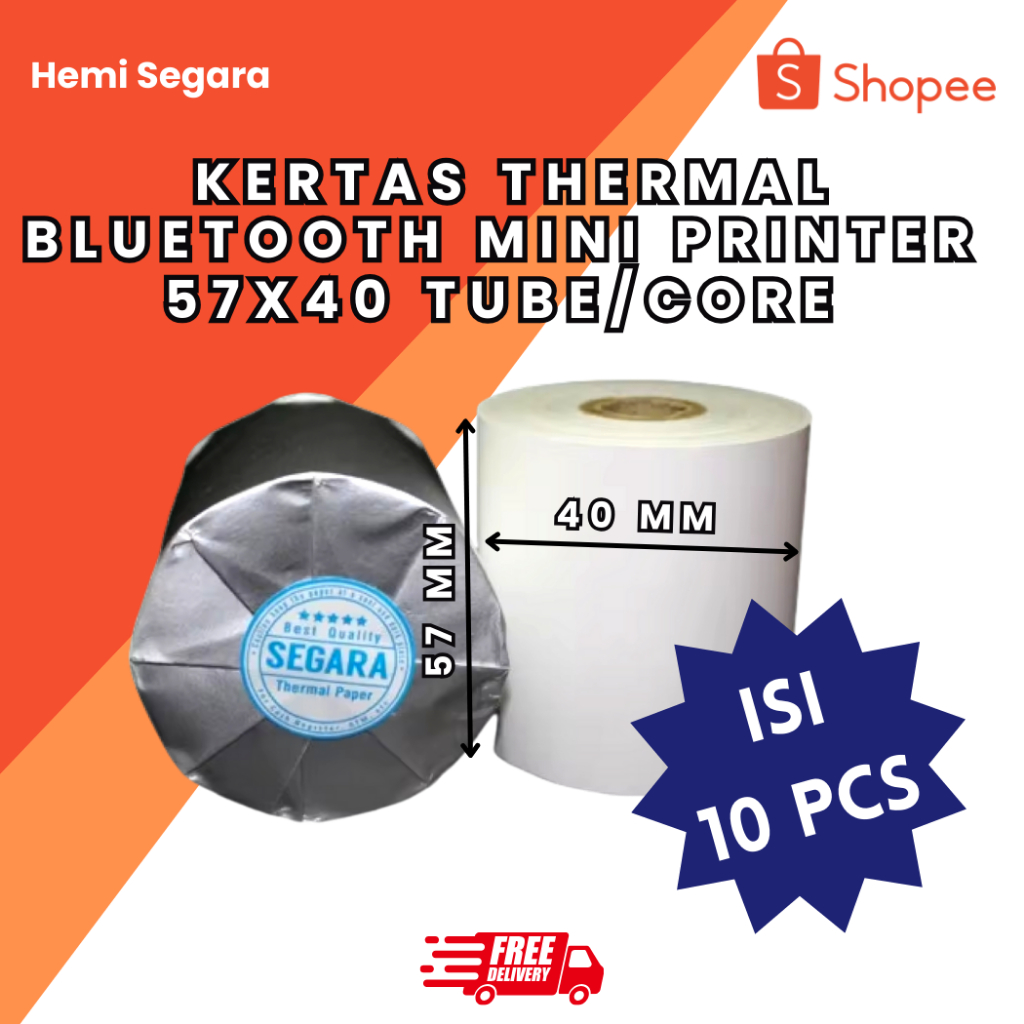 

Kertas Kasir Thermal Mini Bluetooth Printer 57x40 tube/core | Kertas Kasir | Thermal | Printer