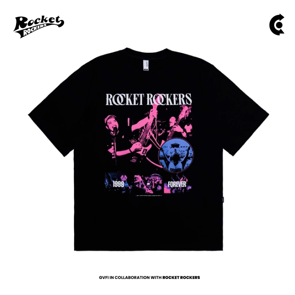 [COD] GVFI X Rocket Rockers T-Shirt Party Black I Kaos Pria/Wanita I Premium Cotton 24s Kaos Pria Or