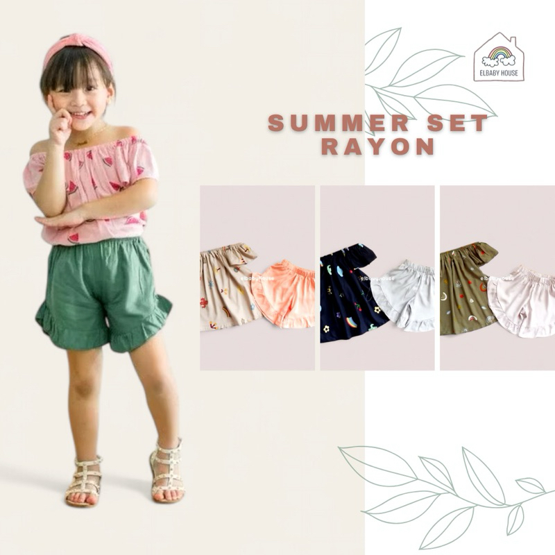 ElbabyHouse - Setelan Summer Set Rayon Anak Perempuan