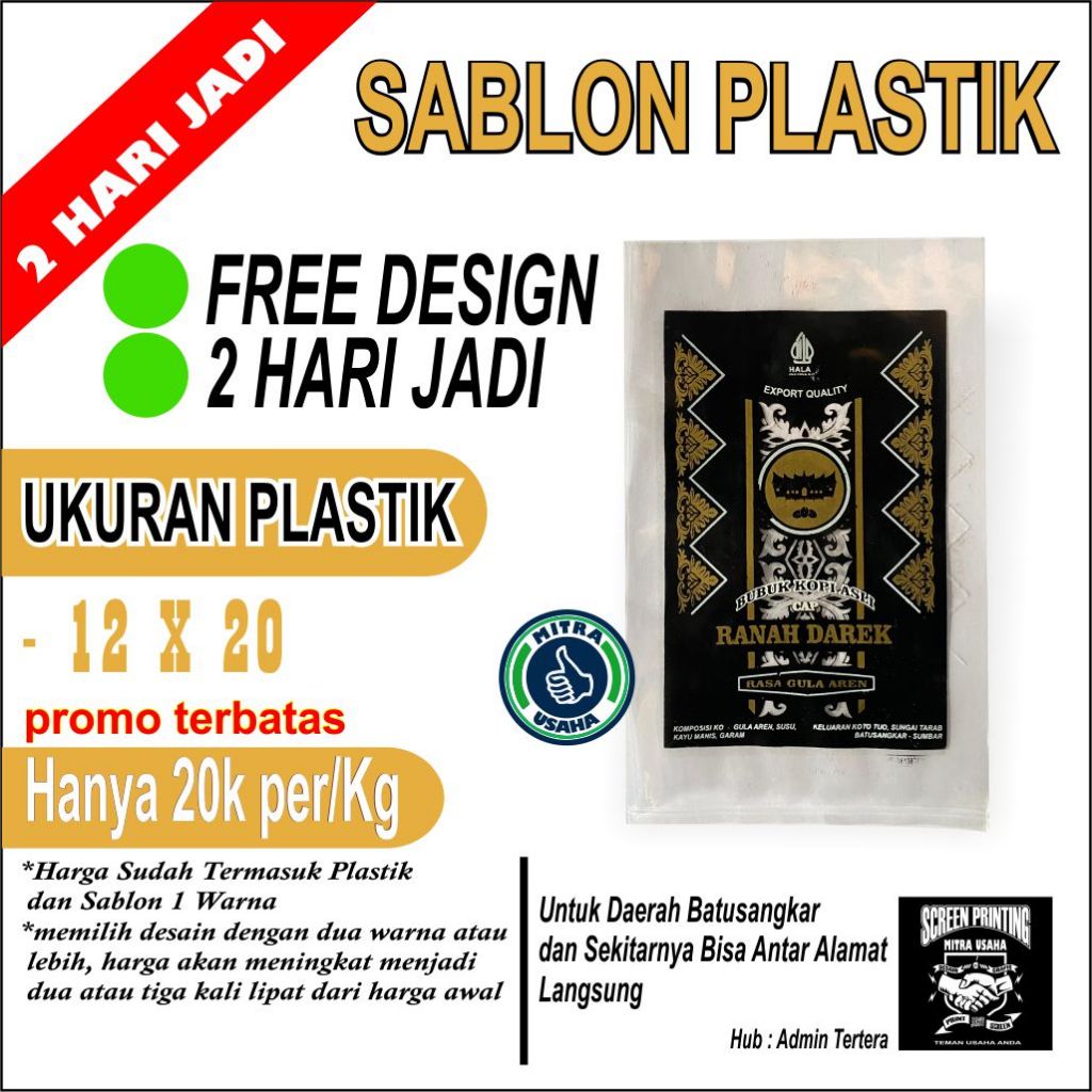 

Sablon Plastik Custom Kemasan Unik untuk Bisnis uk 12 x 20